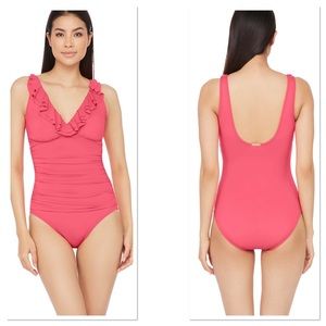 Ralph Lauren Ruffled Over the Shoulder One Piece